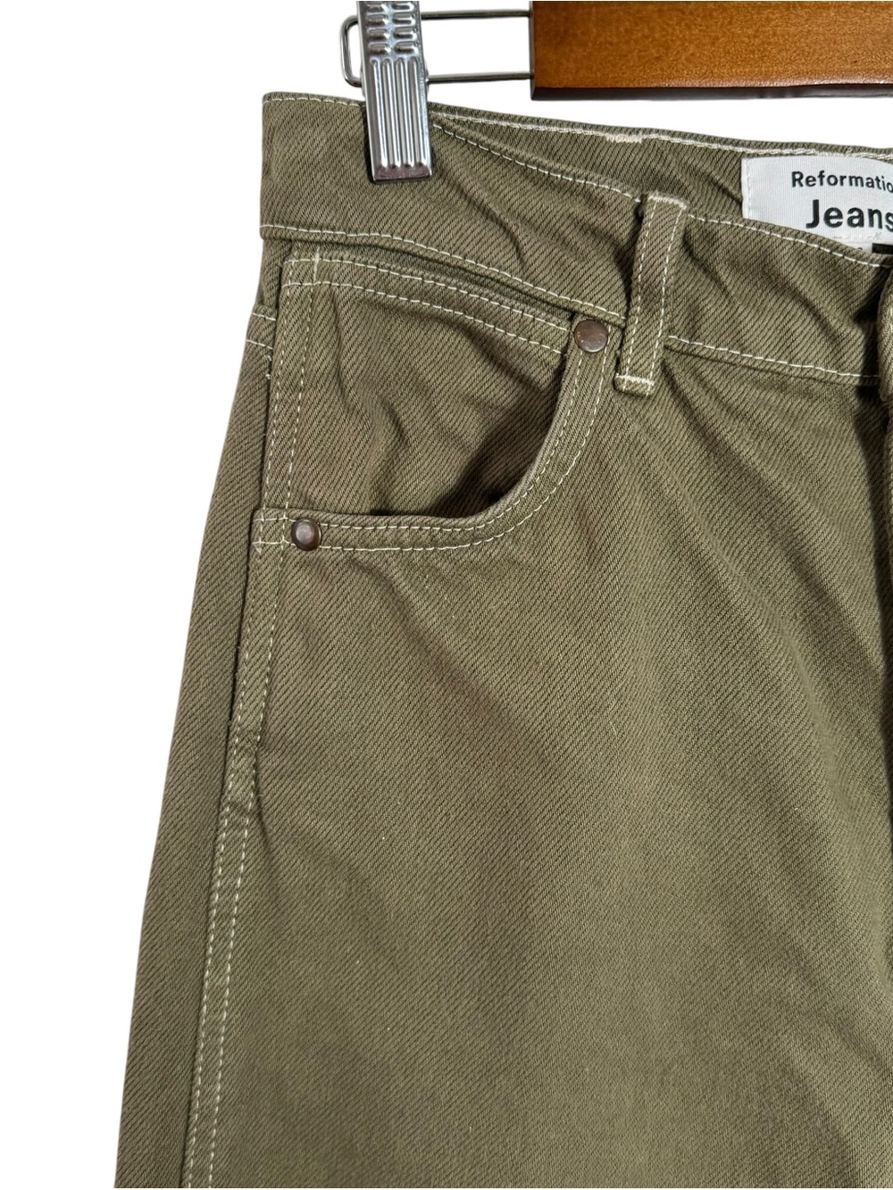 Reformation Cowboy High Rise Straight Jeans Kalamata Green Size 26 - Picture 5 of 10